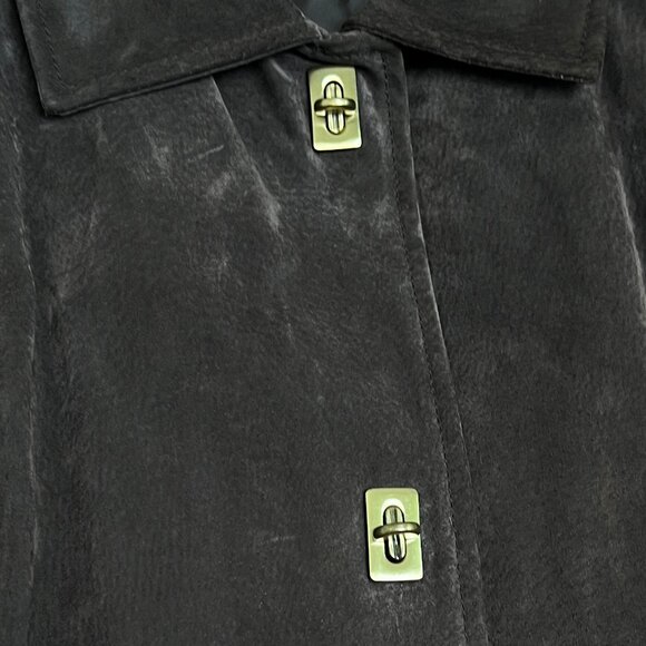 Vintage Suede Leather Toggle Light Jacket Coat Old Money Quiet Luxury 1990s Y2K - Picture 9 of 11